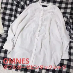 OMNES オムネス ダブルガーゼ ピンタック 長袖シャツ ホワイト 白のサムネイル