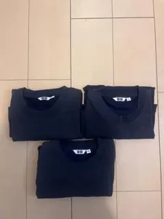 ユニクロ エアリズムコットンクルーネックTシャツ 長袖 S ネイビー3点セット