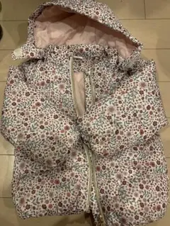 【H&M】花柄中綿コート フード付き