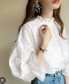 Classical Elf　2WAY花柄刺繍ブラウス　Мサイズ　ホワイト