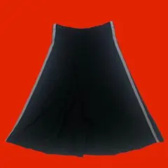 シュガーローズ　サイドライン入りニットロングレアスカート　黒　ブラック　F