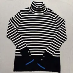 タートルネック ボーダー ニット