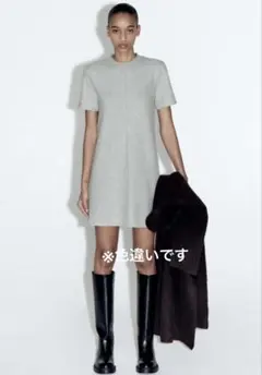 zara ニットワンピース　半袖　ブラウン