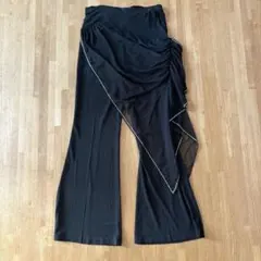 韓国製 社交ダンス用スカート一体型フレアパンツ 黒 キラキラ ストーン ロゴ