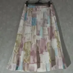 90s Pastel Art Flared Long Skirt 昭和レトロ