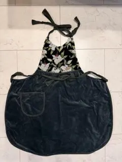 ホットマン　フラワープリントエプロン 黒