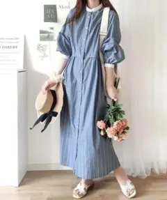 クラシカルエルフ mily bilet ストライプ シャツワンピース