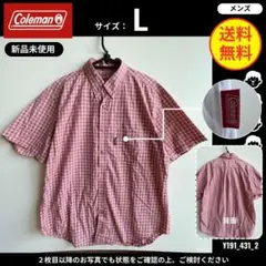 【Coleman】 (L) 新品未使用: 半袖シャツ チェック柄 レッドのサムネイル