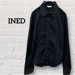 イネド INED 比翼 デザインシャツ 長袖シャツ サイズ2 黒 ブラック M