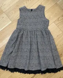 千鳥格子柄 ワンピース140cm 裾レース