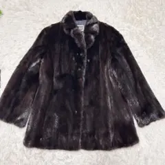 美品 サガミンク リアルファーコート 黒 長袖 毛皮 LL程度