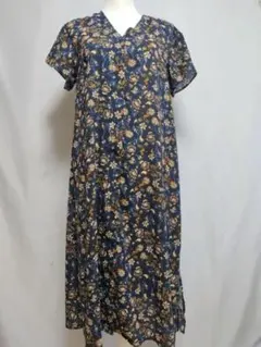 LOWRYSFARM・オリエンタルプリント 半袖ロングワンピース Mサイズ