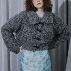 VIOLETTA ボアショートコート アウター グレー Sサイズ