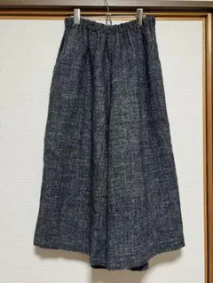 中川政七商店　ウールリネンツイードワイドパンツ　グレー　ロングキュロット