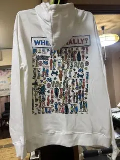 ウォリーを探せ　WHERE'S WALLY? ホワイト フーディー