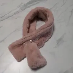子供用　ファー素材 ピンクマフラー パール付き