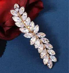 【即日～翌日発送】ゴールドバレッタ・髪留め　結婚式　お呼ばれ　上品　*h2