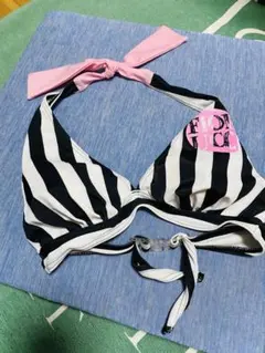 FIORUCCI ビキニトップのみ　7Sサイズ 白黒ストライプ　ピンクのサムネイル