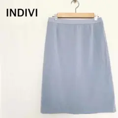 INDIVI インディヴィ　スカート　膝丈　ブルー系 スリット サイズ38のサムネイル