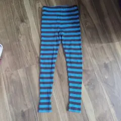 LOWRYS FARM リブレギンス 青茶ストライプ