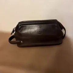 DAKS ダークブラウン レザー クラッチバッグ