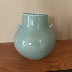 値下げ鍋島長春青磁花瓶 箱付き 検 伝統工芸品 陶芸 青磁 小笠原長春