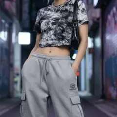 タイダイ柄 半袖Tシャツ レディース WEGO Fサイズ ブラック/グレー