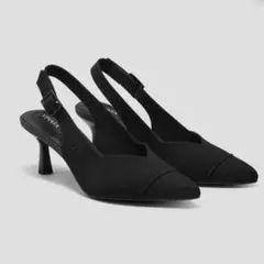 VIVAIA ブラック メッシュ スリングバックパンプス