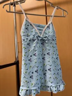 水色 花柄 ワンピース水着 130サイズ