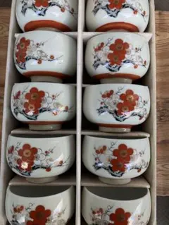 陶器製 湯飲み 10個セット 梅花