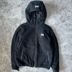 美品 ヘリーハンセン フリースジャケット フード付裏地キルティング 黒 L