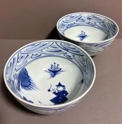 しん窯 青花 どんぶり 長崎シリーズ 深丼 5寸 2客セットのサムネイル