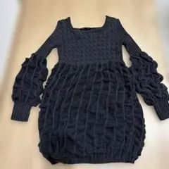 グレー　ケーブルニット ロングワンピース