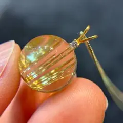 ⭐︎【天然】タイチンルチルクオーツ ペンダントトップ k18 12.8mm