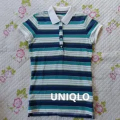UNIQLO　半袖ポロシャツ 青と白のストライプ