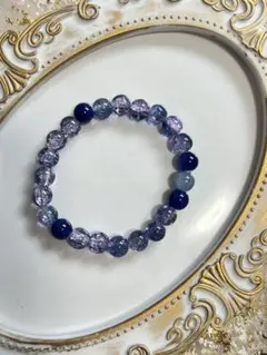 紫と青のガラスビーズブレスレット