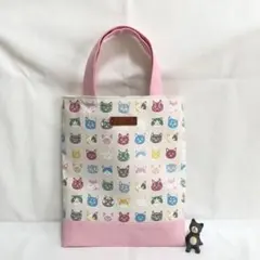 ぺたんこトートバッグ カラフル猫さん柄♪