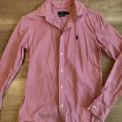 POLO ラルフローレン　赤白ストライプ 長袖シャツ S