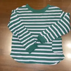BREEZE 緑と白のストライプ 長袖カットソー 120
