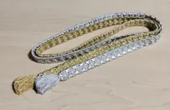 帯締め　金と銀　平組