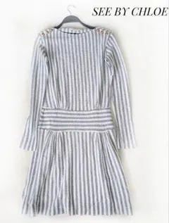 シーバイクロエ ワンピース 縦縞模様 　銅色 ボタン 36 Mサイズ