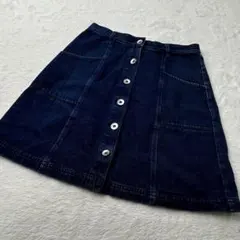 オリーブデオリーブ　デニムボタンラップスカート　M　紺　インディゴ　y2k