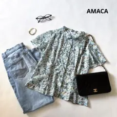 a736 AMACA アマカ リバティ シフォン ブラウス