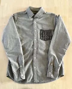 NANO universe（ナノ・ユニバース）ニットポケット付 グレー長袖シャ