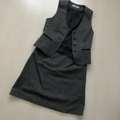 事務服　グレー スカートセットアップ　ベスト
