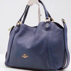 未使用級 COACH コーチ トートバッグ ネイビー レザー