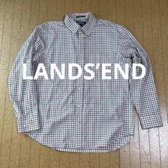 LANDSEND ボタンダウンチェック メンズLサイズ オフィスカジュアル