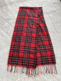 glen prince 赤と緑のチェック柄　薄手大判ストール ウール100%