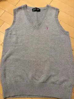 EASTBOY ニットベスト グレー ピンク刺繍　Sサイズのサムネイル