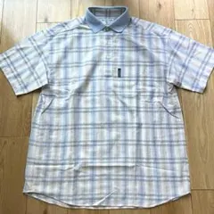 90s　マンシングウェア　コットン　リネン　ポロシャツ　チェック柄　シティボーイのサムネイル